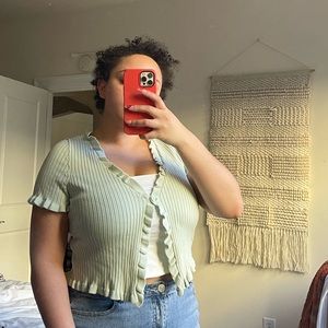 Light green crop cardigan